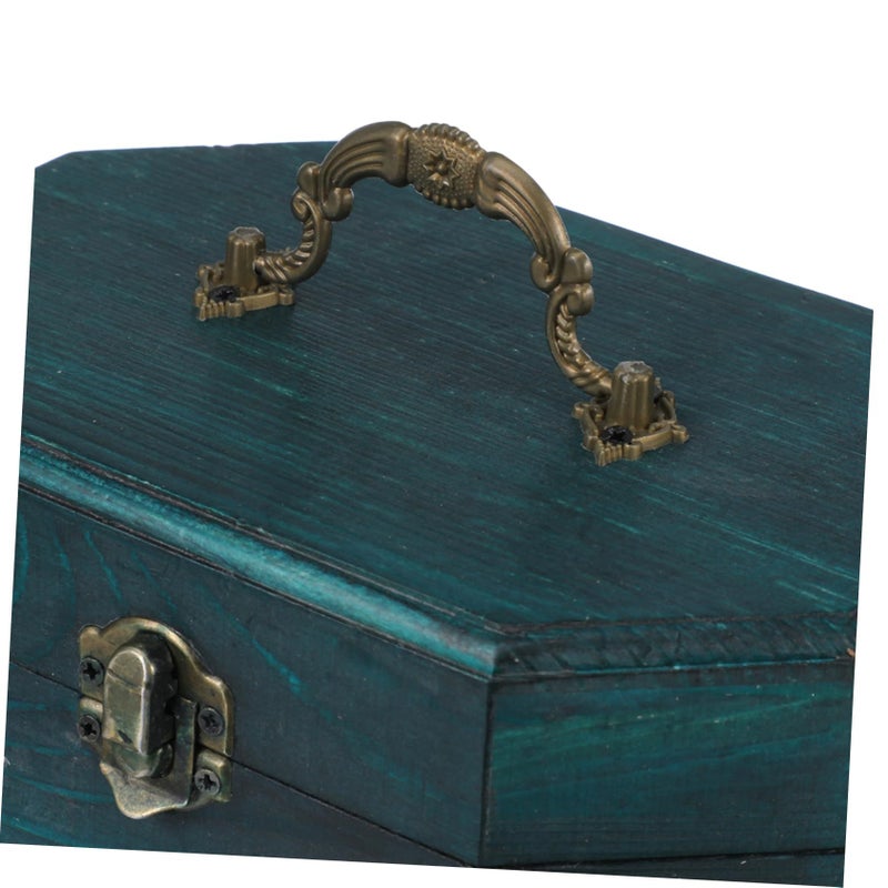 Retro Wooden Box With Hinged Lid Vintage Keepsake Storage For Greeting Cards Large Size - Image 4