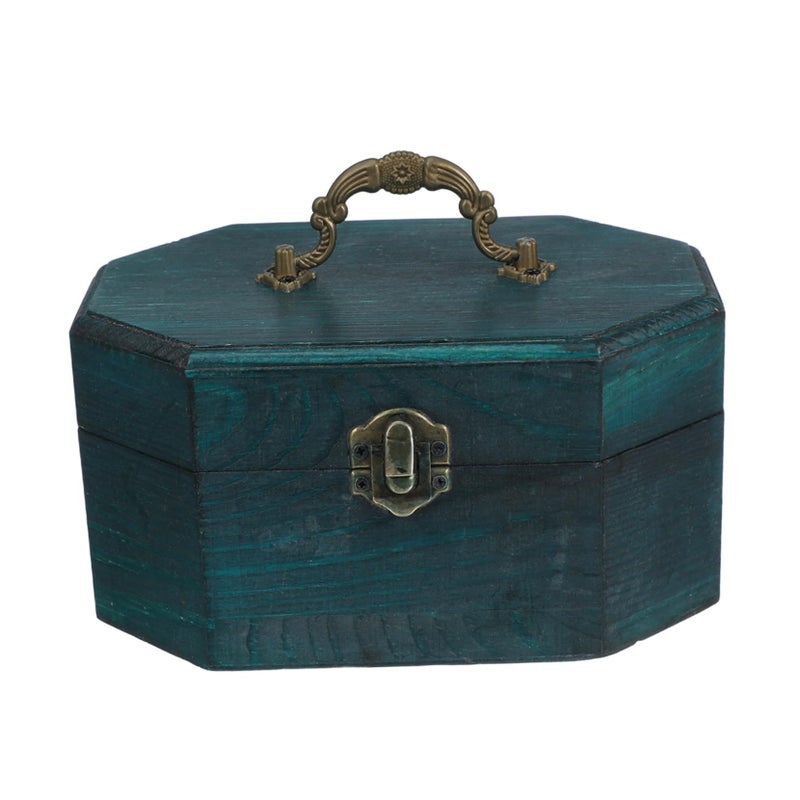 Retro Wooden Box With Hinged Lid Vintage Keepsake Storage For Greeting Cards Large Size - Image 2