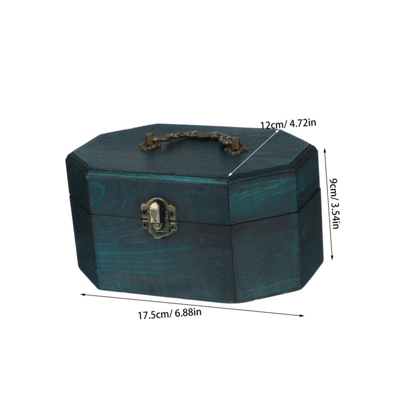 Retro Wooden Box With Hinged Lid Vintage Keepsake Storage For Greeting Cards Large Size - Image 3