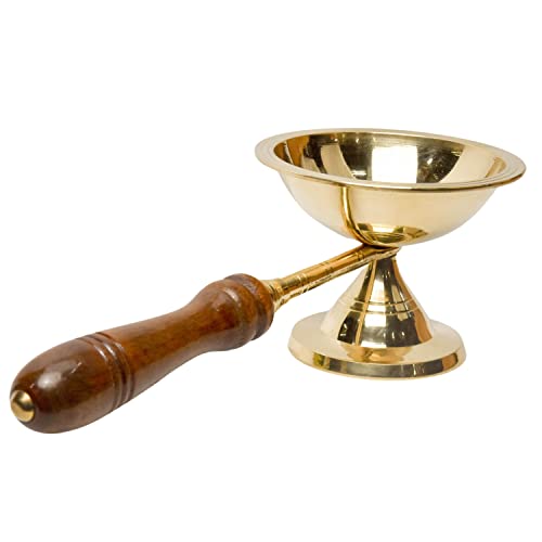 Bhimonee Decor Pure Brass Dhoop Aarti Stand | Traditional Deepak & Diya for Pooja Rituals & Temple Use | Sacred Prayer Accessory | 3.8 Inches, 230gm - Image 3