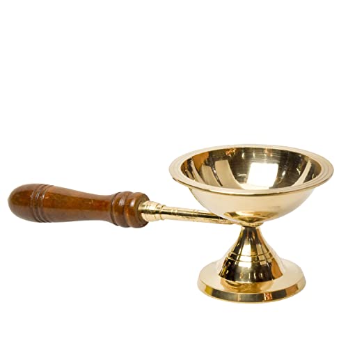 Bhimonee Decor Pure Brass Dhoop Aarti Stand | Traditional Deepak & Diya for Pooja Rituals & Temple Use | Sacred Prayer Accessory | 3.8 Inches, 230gm - Image 2
