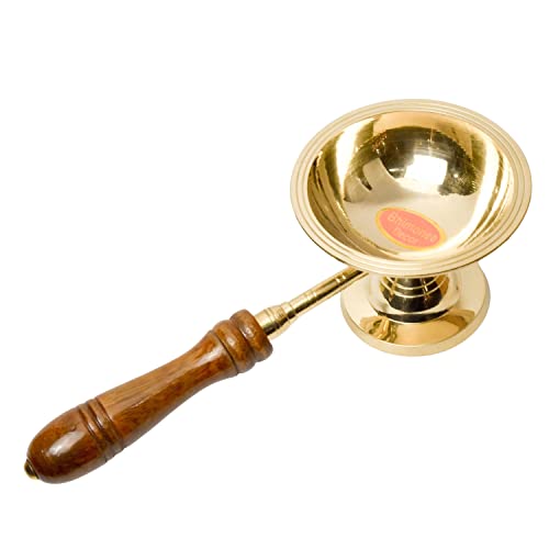 Bhimonee Decor Pure Brass Dhoop Aarti Stand | Traditional Deepak & Diya for Pooja Rituals & Temple Use | Sacred Prayer Accessory | 3.8 Inches, 230gm - Image 4