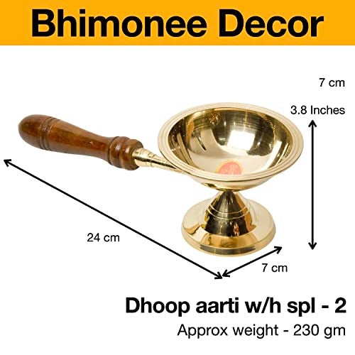 Bhimonee Decor Pure Brass Dhoop Aarti Stand | Traditional Deepak & Diya for Pooja Rituals & Temple Use | Sacred Prayer Accessory | 3.8 Inches, 230gm - Image 5