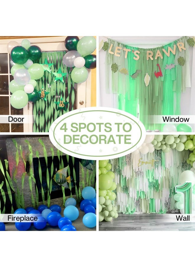 PartyWoo Crepe Paper Streamers 4 Rolls 328Ft, Pack Of Crepe Paper Pearl Green Party Streamers, Crepe Paper For Birthday Decorations, Party Decorations, Baby Shower Decorations (1.8 In X 82 Ft/Roll)  - Image 5