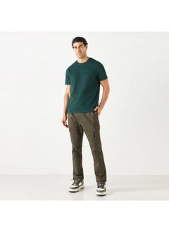 Iconic Iconic Textured T-shirt with Crew Neck and Short Sleeves  - Image 2