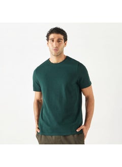 Iconic Iconic Textured T-shirt with Crew Neck and Short Sleeves  - Image 1