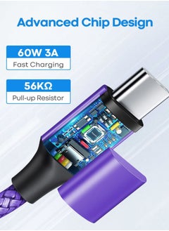etguuds Purple USB C to USB C Cable 1ft, 2-Pack 60W USBC to USBC Cord, Type C to C Charger Cable Fast Charging for iPhone 16 15 Pro Max Plus, for Samsung Galaxy S24 S23 S22, for MacBook/iPad, Pixel  - Image 2