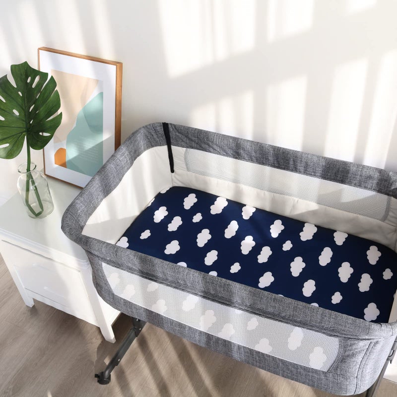 Biloban Baby Bassinet Sheets 4 Pack, Compatible with BCOL, COWIEWIE, YADAQE, Jimglo, Cloud Baby, Ingenuity Bassinet, Ultra Soft & Skin-Friendly, Grey Print - Image 5