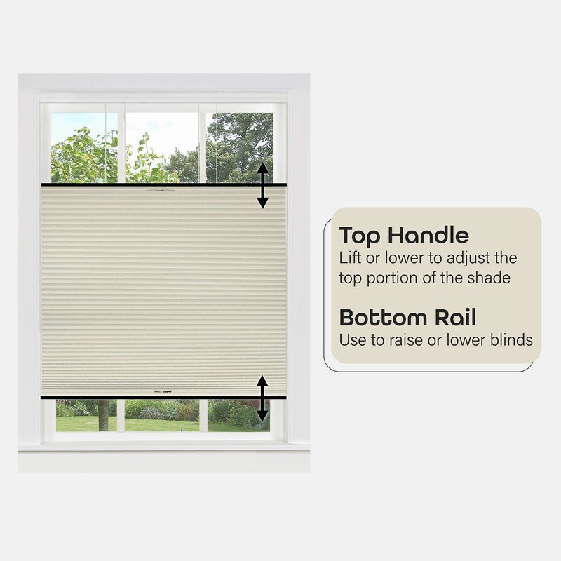 Achim Cordless Cellular Pleated Window Shades - 27 Inch Width, 64 Inch Length - Alabaster - Light Filtering Top-Down Honeycomb Pull Down Blinds for Windows and Skylights by Achim Home Decor - Image 4