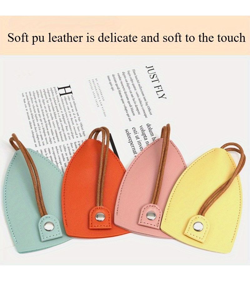 2pcs Yellow Custom Text Pull Out Key Pouch Faux Leather Keychain Protective Case For Car Key Storage - Image 1