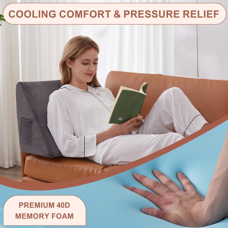 Bedluxe Knee Pillow for Back Sleeping, Leg Pillow Knee Wedge Pillow, Memory Foam Wedge Pillows for Legs After Surgery, Triangle Pillow for Knee Support, Leg Elevation, Knees Hip Back Pain Relief, Short Plush - Image 3