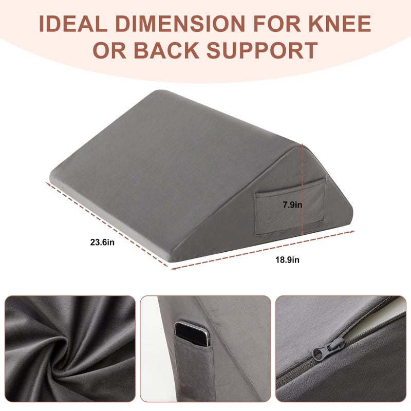 Bedluxe Knee Pillow for Back Sleeping, Leg Pillow Knee Wedge Pillow, Memory Foam Wedge Pillows for Legs After Surgery, Triangle Pillow for Knee Support, Leg Elevation, Knees Hip Back Pain Relief, Short Plush - Image 4