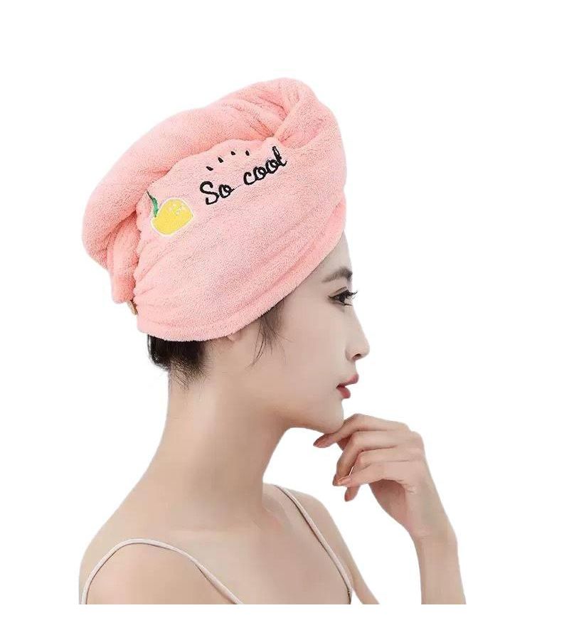 Yellow Avocado Coral Head Wrap Bath Cap Absorbent Soft Hair Towel Fruit Embroidery Hair Drying Cap 25.59 By 9.84 Inch - Image 1