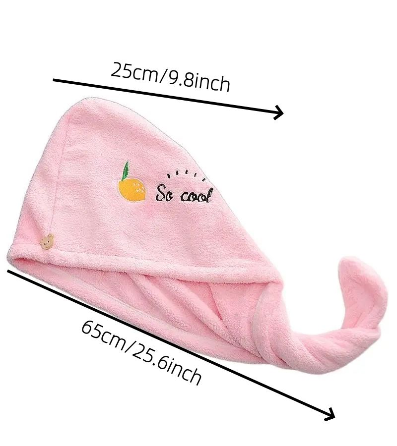 Yellow Avocado Coral Head Wrap Bath Cap Absorbent Soft Hair Towel Fruit Embroidery Hair Drying Cap 25.59 By 9.84 Inch - Image 2