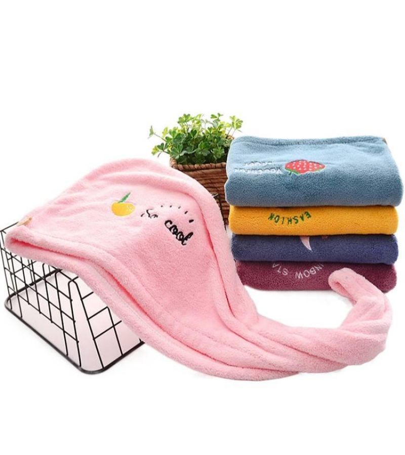 Yellow Avocado Coral Head Wrap Bath Cap Absorbent Soft Hair Towel Fruit Embroidery Hair Drying Cap 25.59 By 9.84 Inch - Image 5