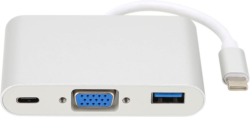 محول من نوع C إلى VGA متعدد الوظائف في جهاز واحد، هاب USB 3.0 مع خاصية الشحن السريع PD، محطة توصيل متعددة الأوصال مصنوعة من سبيكة الألمنيوم للكمبيوتر المحمول، يدعم الفأرة ولوحة المفاتيح والقرص الصلب (U Disk) وشاشات HD، اللون: فضي - Image 1