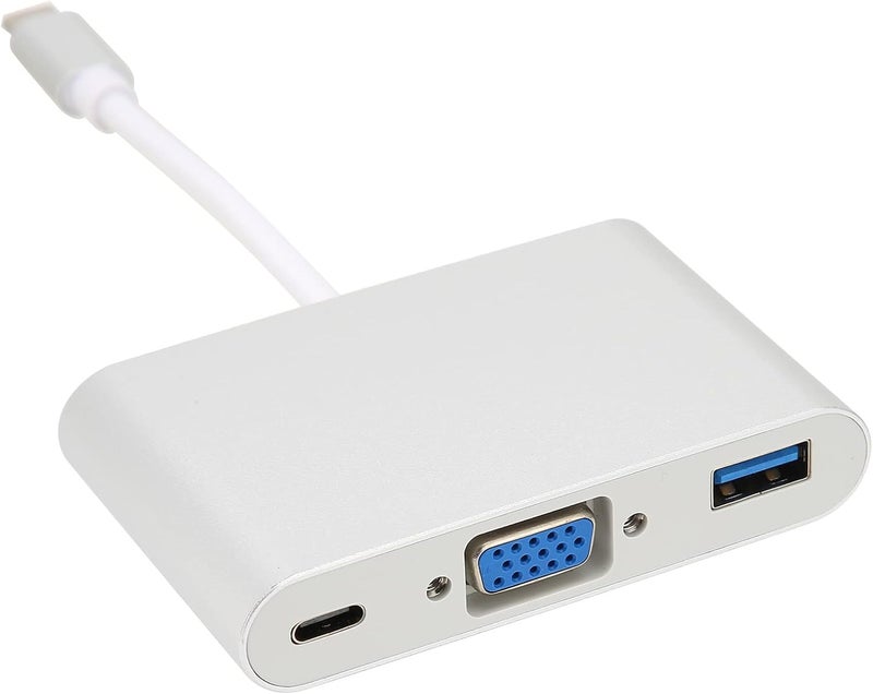 محول من نوع C إلى VGA متعدد الوظائف في جهاز واحد، هاب USB 3.0 مع خاصية الشحن السريع PD، محطة توصيل متعددة الأوصال مصنوعة من سبيكة الألمنيوم للكمبيوتر المحمول، يدعم الفأرة ولوحة المفاتيح والقرص الصلب (U Disk) وشاشات HD، اللون: فضي - Image 2
