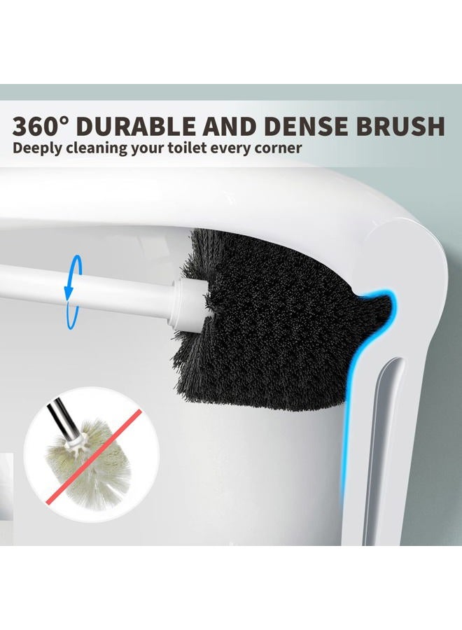 UPTRONIC Toilet Brush, Toilet Bowl Brush with Extra Long Handle Durable Bristles Toilet Scrubber and Covered Holder for Toilet Brush Set for Bathroom Cleaning (White, 1 Set) - Image 2