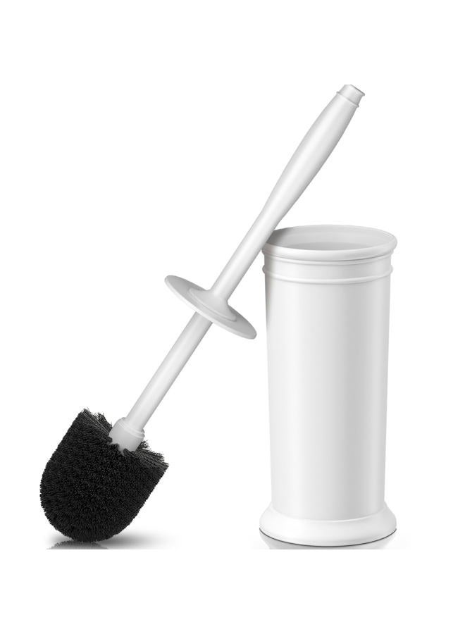 UPTRONIC Toilet Brush, Toilet Bowl Brush with Extra Long Handle Durable Bristles Toilet Scrubber and Covered Holder for Toilet Brush Set for Bathroom Cleaning (White, 1 Set) - Image 1