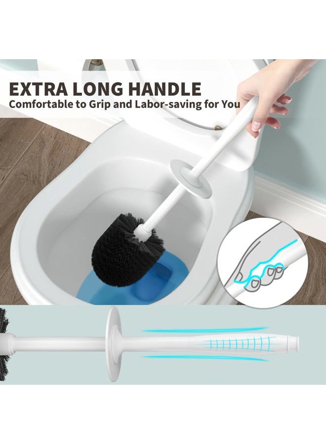 UPTRONIC Toilet Brush, Toilet Bowl Brush with Extra Long Handle Durable Bristles Toilet Scrubber and Covered Holder for Toilet Brush Set for Bathroom Cleaning (White, 1 Set) - Image 4