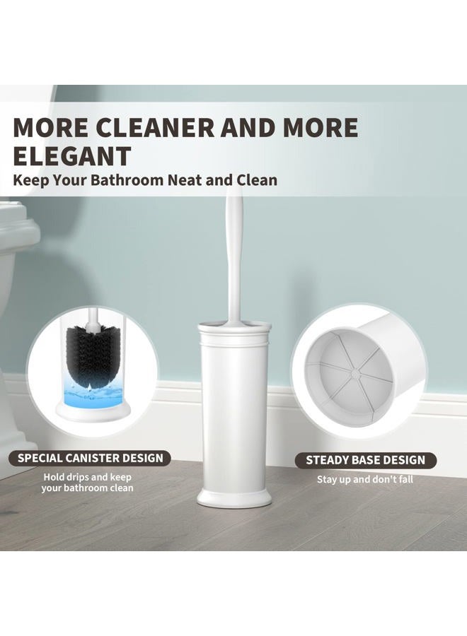 UPTRONIC Toilet Brush, Toilet Bowl Brush with Extra Long Handle Durable Bristles Toilet Scrubber and Covered Holder for Toilet Brush Set for Bathroom Cleaning (White, 1 Set) - Image 5