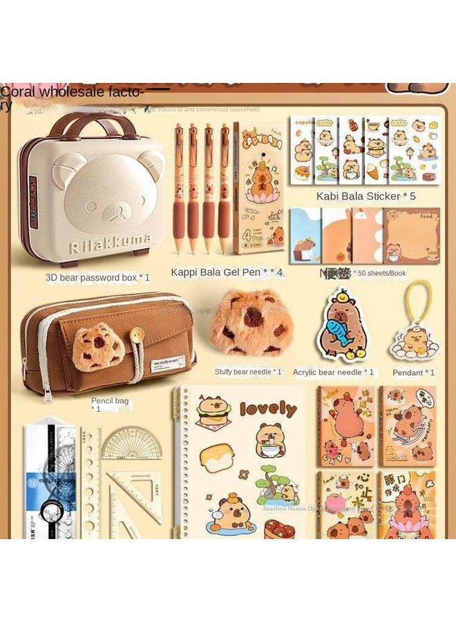 Bluejw Kapibala Capybara Stationery Suit Gift Bag Gift Box Hand Account Hand Account Kapibala School Opening Gift Box - Image 2