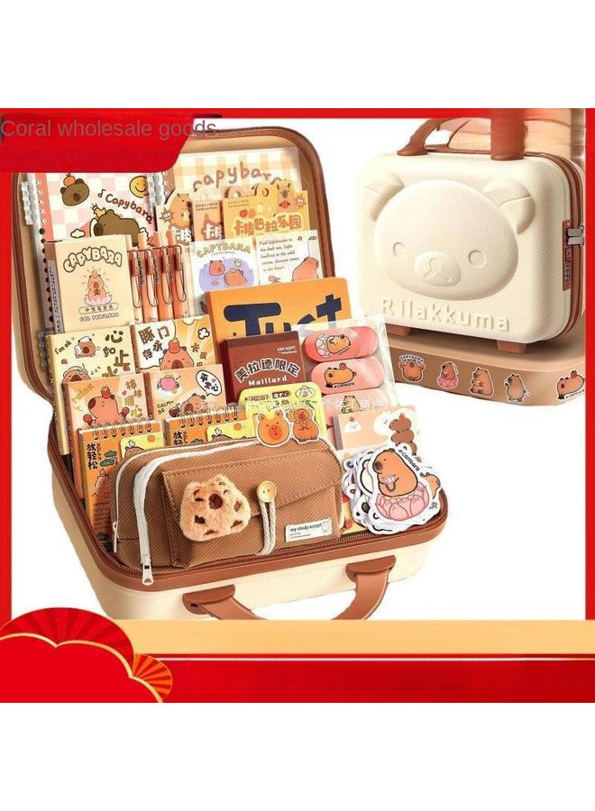 Bluejw Kapibala Capybara Stationery Suit Gift Bag Gift Box Hand Account Hand Account Kapibala School Opening Gift Box - Image 3