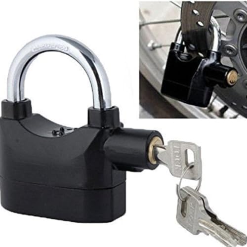 VelVeeta Alloy Steel Universal Security Alarm Lock System | Waterproof Black Anti-Theft Siren 110Dba Alarm Anti Padlock | Thickened Shackle Padlock with 3 Keys(1Pcs) | Polished Finish | Black - Image 2