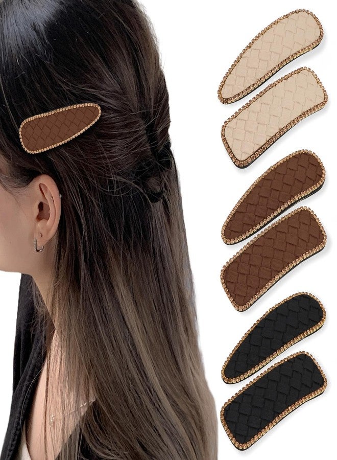 CURASA Rhinestone Snap Hair Clips 6PCS Water Drop & Rectangle Hair Barrettes Non-Slip Duckbill Hairpins Cute Hairclip Elegant Gold Crystal Edging French Neutral Hair Accessories - Image 1
