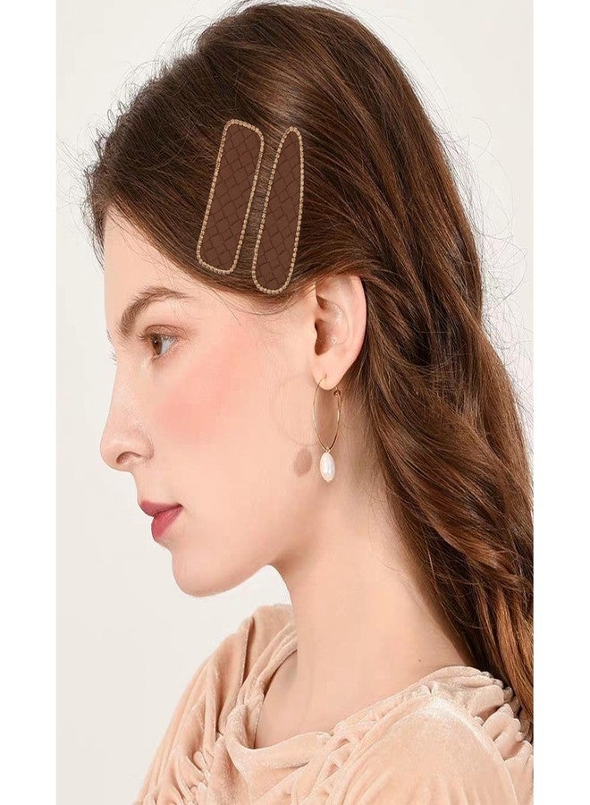 CURASA Rhinestone Snap Hair Clips 6PCS Water Drop & Rectangle Hair Barrettes Non-Slip Duckbill Hairpins Cute Hairclip Elegant Gold Crystal Edging French Neutral Hair Accessories - Image 3