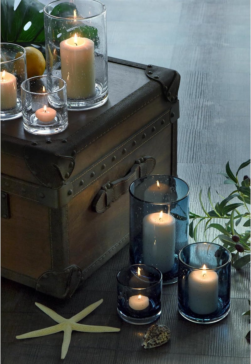 ARIAMOTION Blue Candle Holder for Pillar Tealights Modern Bubbles Glass Hurricane Cylinder Vases Table centerpieces Kitchen Island Dining Room Coffee Bar 8" 5" 3.5" Height Set 3 - Image 5