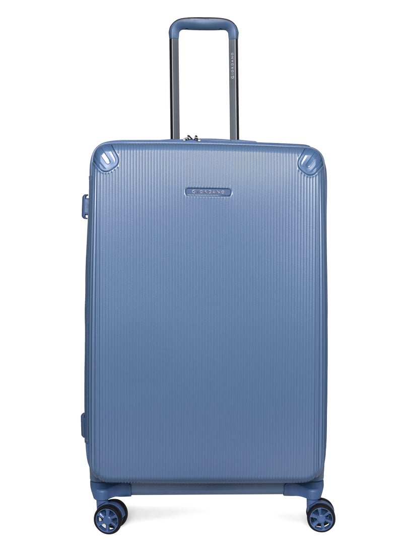 GIORDANO Giordano TitanX 28-Inch Check-In Luggage – Large Hard Shell Trolley Suitcase with Extra Secure Lock, Expandable Luggage Design, 360° Double Spinner Wheels, Lightweight Unbreakable Travel Bag – Blue - Image 1