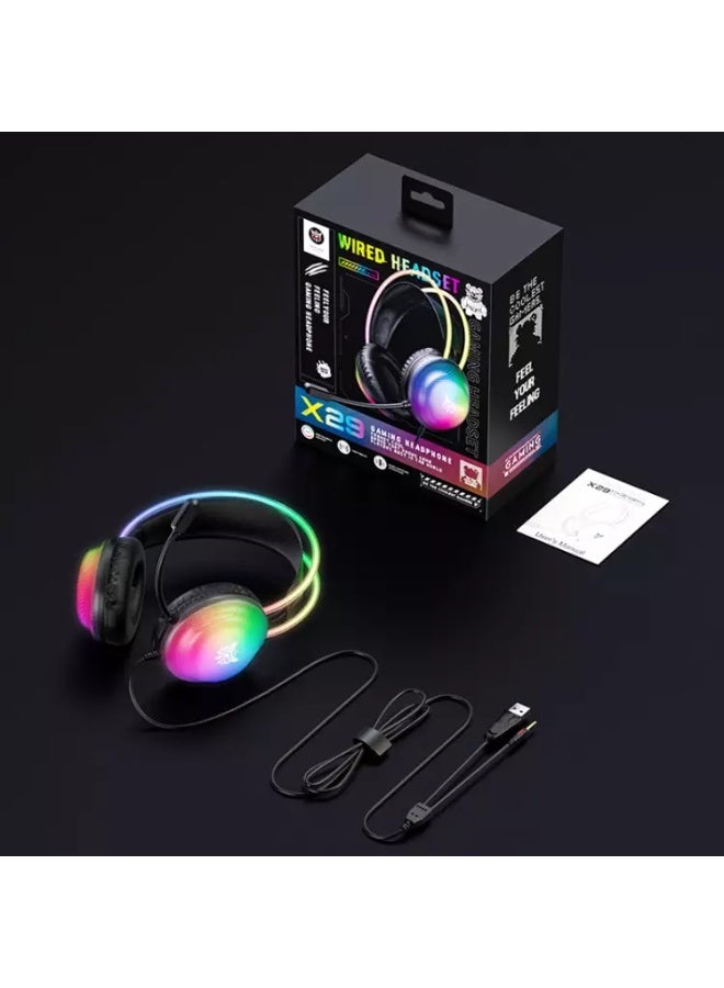 onikuma 3.5mm Wired Gaming Headset for Nintendo Switch, Xbox One, PS4, PS5, Bass Surround and Noise Cancelling with Flexible Mic, RGB Headphones for Laptop PC iPad Smartphones - Image 1
