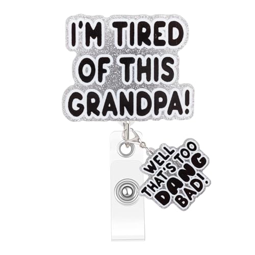 Mahrokh Funny Nurse Badge Reel, I'm Tired of This Grandpa, Well Too DANG Bad Badge Holder with Retractable Clip, Cute Gifts for Nursing Student RN LPN CNA MA Medical Worker Teacher Doctor - Image 1