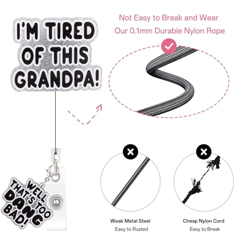 Mahrokh Funny Nurse Badge Reel, I'm Tired of This Grandpa, Well Too DANG Bad Badge Holder with Retractable Clip, Cute Gifts for Nursing Student RN LPN CNA MA Medical Worker Teacher Doctor - Image 3