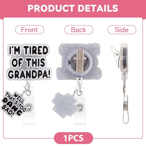 Mahrokh Funny Nurse Badge Reel, I'm Tired of This Grandpa, Well Too DANG Bad Badge Holder with Retractable Clip, Cute Gifts for Nursing Student RN LPN CNA MA Medical Worker Teacher Doctor - Image 4