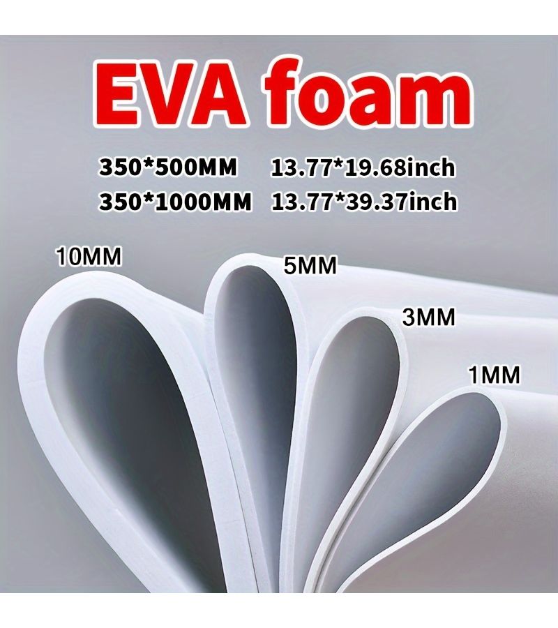 صفحات رغوة EVA بيضاء كثيفة ومحكمة 2 مم 13.78 × 39.37 بوصة للأعمال اليدوية والحرف اليدوية لصنع الدعائم والأزياء التنكرية ونحت النماذج والمشاريع اليدوية - Image 1