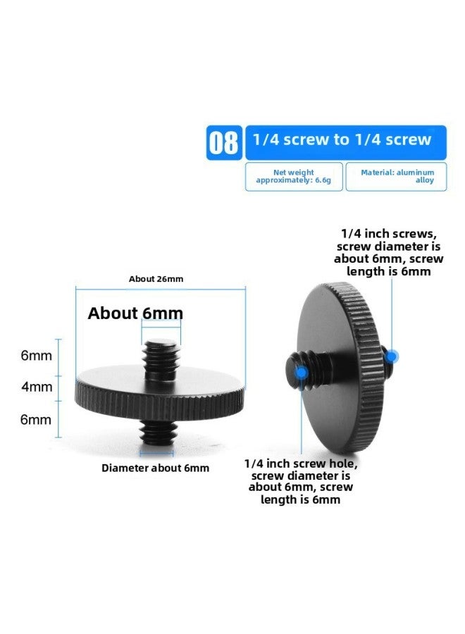 Generic Conversion Screw Through Hole Diameter Reduction Quarter 3/8 Metal Nut 5/8 Male And Female Interchange Tripod Photography Accessories-Body Color:No. 8: 1/4 Male To 1/4 Male  - Image 1