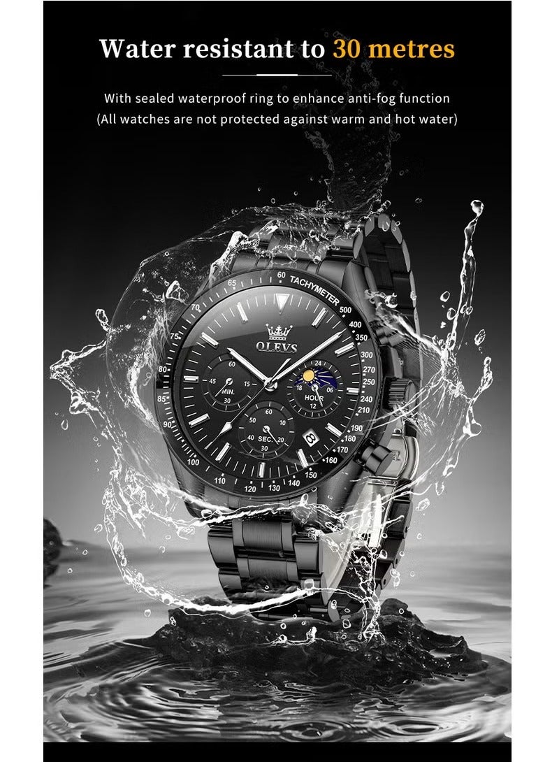 أوليفز ساعات رجالية كوارتز ستانلس ستيل مقاومة للماء 3618 - Image 4