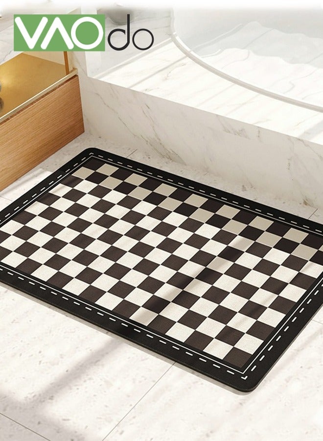 VAOdo Non-slip Bath Mat, Checker Printed Area Mat, High Absorbent Non-mold Floor Mat for Kitchen Bathroom Entry 40*60CM - Image 1