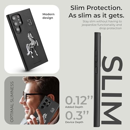 PULOKA - Mobile Cover Compatible for Samsung S25 Ultra - Horse Embroidery - Sleek & Stylish - Protective & Anti Scratch Phone Cover Vegan Leather Back Case - Men & Women - Santa Barbara Polo (Black) - Image 3