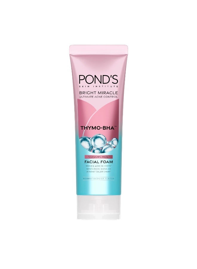 Pond's Ultimate Acne Control THYMO-BHA Facial Foam, Deep Cleansing Face Wash for Acne-Prone & Oily Skin, Helps Remove Excess Oil & Impurities, Daily Facial Cleanser, 100g - Image 2
