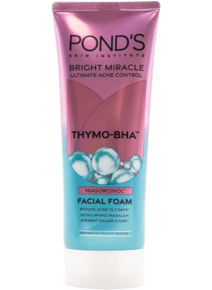 Pond's Ultimate Acne Control THYMO-BHA Facial Foam, Deep Cleansing Face Wash for Acne-Prone & Oily Skin, Helps Remove Excess Oil & Impurities, Daily Facial Cleanser, 100g - Image 1