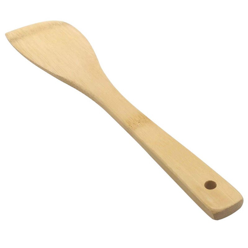 118Inch Natural Wood Turners Bamboo Utensil Kitchen Wooden Cooking Tools Spoon Spatula Cooking Stir Fry and Mixing essential Tools Oblique line