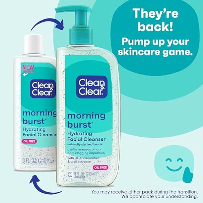 Clean & Clear 2-Pack Day & Night Daily Face Cleansers, Morning Burst Hydrating Facial Cleanser & Night Relaxing Deep Cleansing Face Wash, Oil-Free & Won't Clog Pores, 2 x 8 fl. oz - Image 4