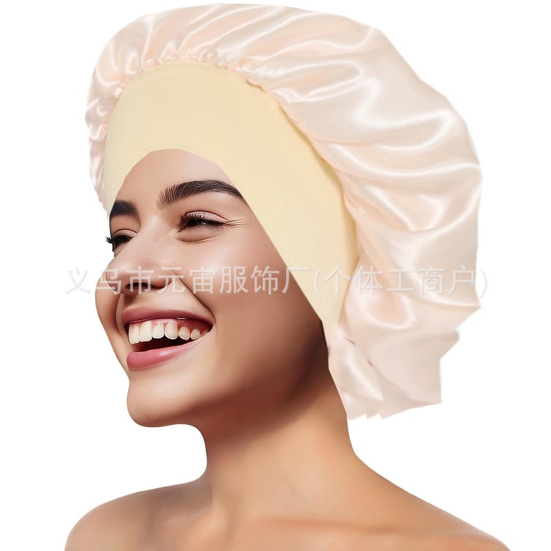 Wide-Brimmed High Stretch Moon Turban Nightcap Women'S Chemotherapy Cap Hair Care Hat Salting Color Shower Cap - Image 1