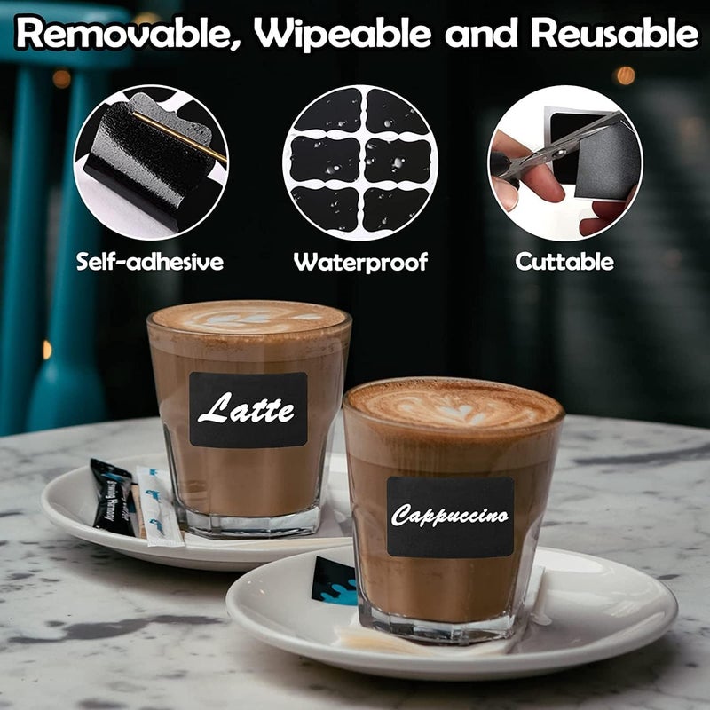 جيه زد اس 120 قطعة من ملصقات السبورة، قابلة للمسح وإعادة الاستخدام مع قلم طباشير سائل، للاستخدام في البرطمانات والتوابل والحرف اليدوية والمنزل والمطبخ وديكور الحفلات وغرف الحرف اليدوية وحفلات الزفاف (مستطيل) - Image 3