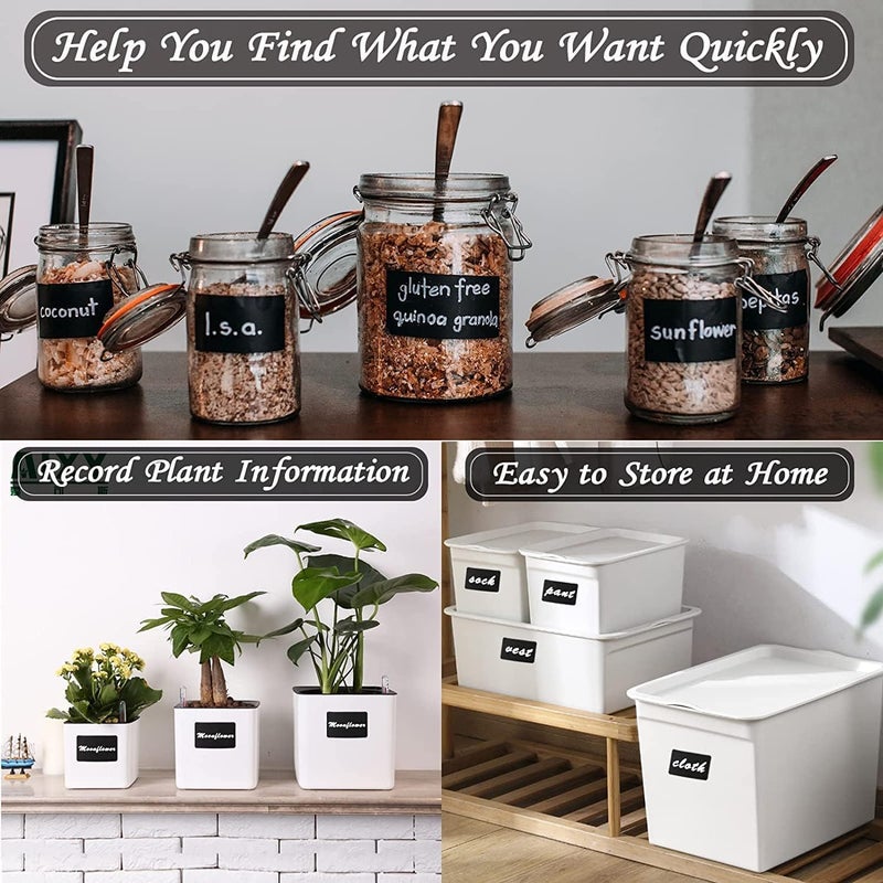 جيه زد اس 120 قطعة من ملصقات السبورة، قابلة للمسح وإعادة الاستخدام مع قلم طباشير سائل، للاستخدام في البرطمانات والتوابل والحرف اليدوية والمنزل والمطبخ وديكور الحفلات وغرف الحرف اليدوية وحفلات الزفاف (مستطيل) - Image 5