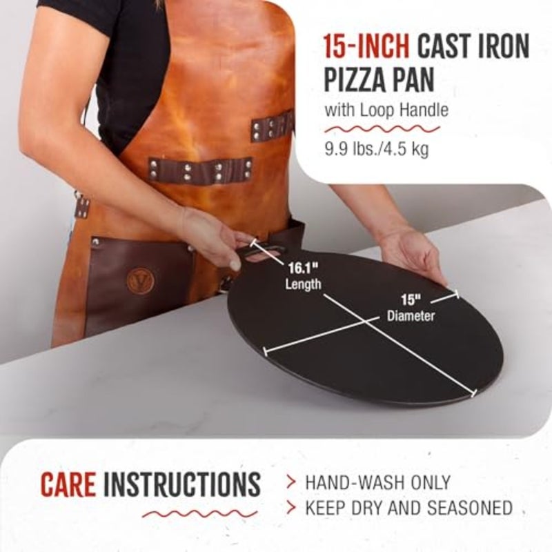 15-ch Cast Iron Tawa Dosa Pan, Pizza Pan with a Loop Handle, Crepe Pan Preseasoned with Flaxseed Oil, Made Colombia - Image 5