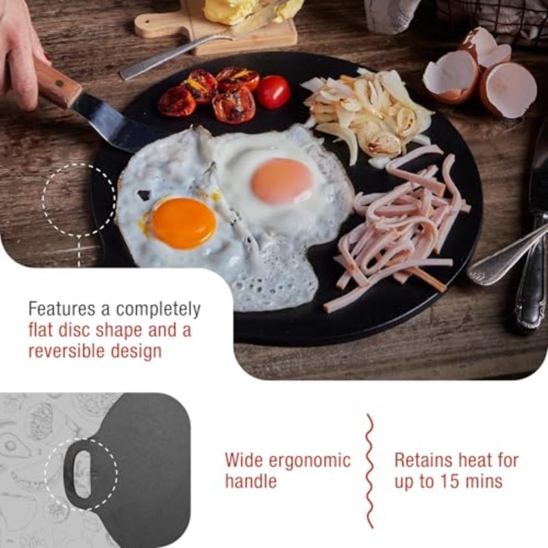 15-ch Cast Iron Tawa Dosa Pan, Pizza Pan with a Loop Handle, Crepe Pan Preseasoned with Flaxseed Oil, Made Colombia - Image 3